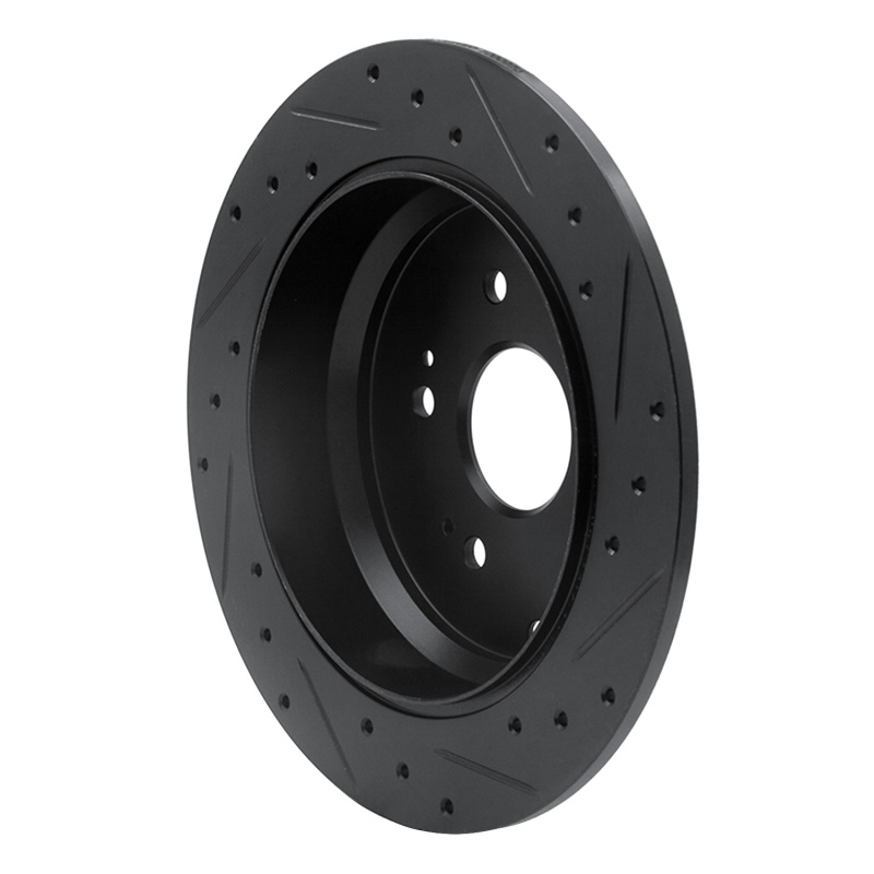 Acura RDX Brake Rotor (1) - Rear Left - R1 Concepts - Drilled & Slotted - Black - `05-`18